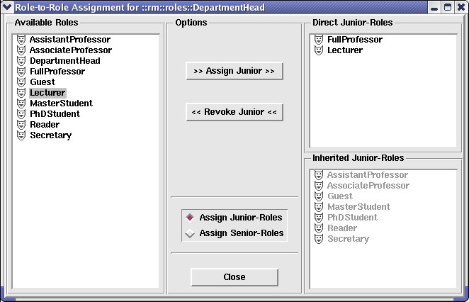 Role-to-role assignment dialog